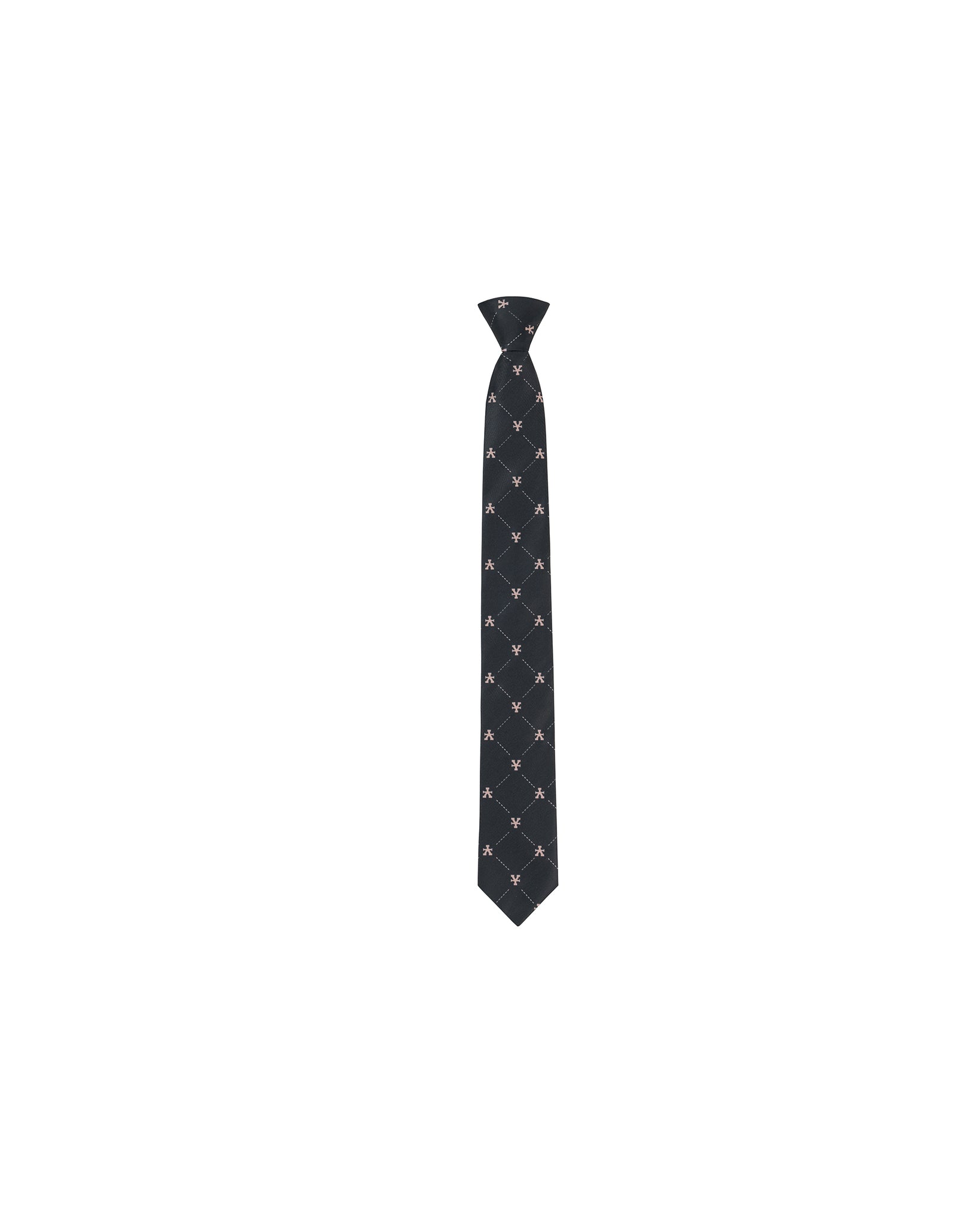 Y Pattern Silk Tie - Black