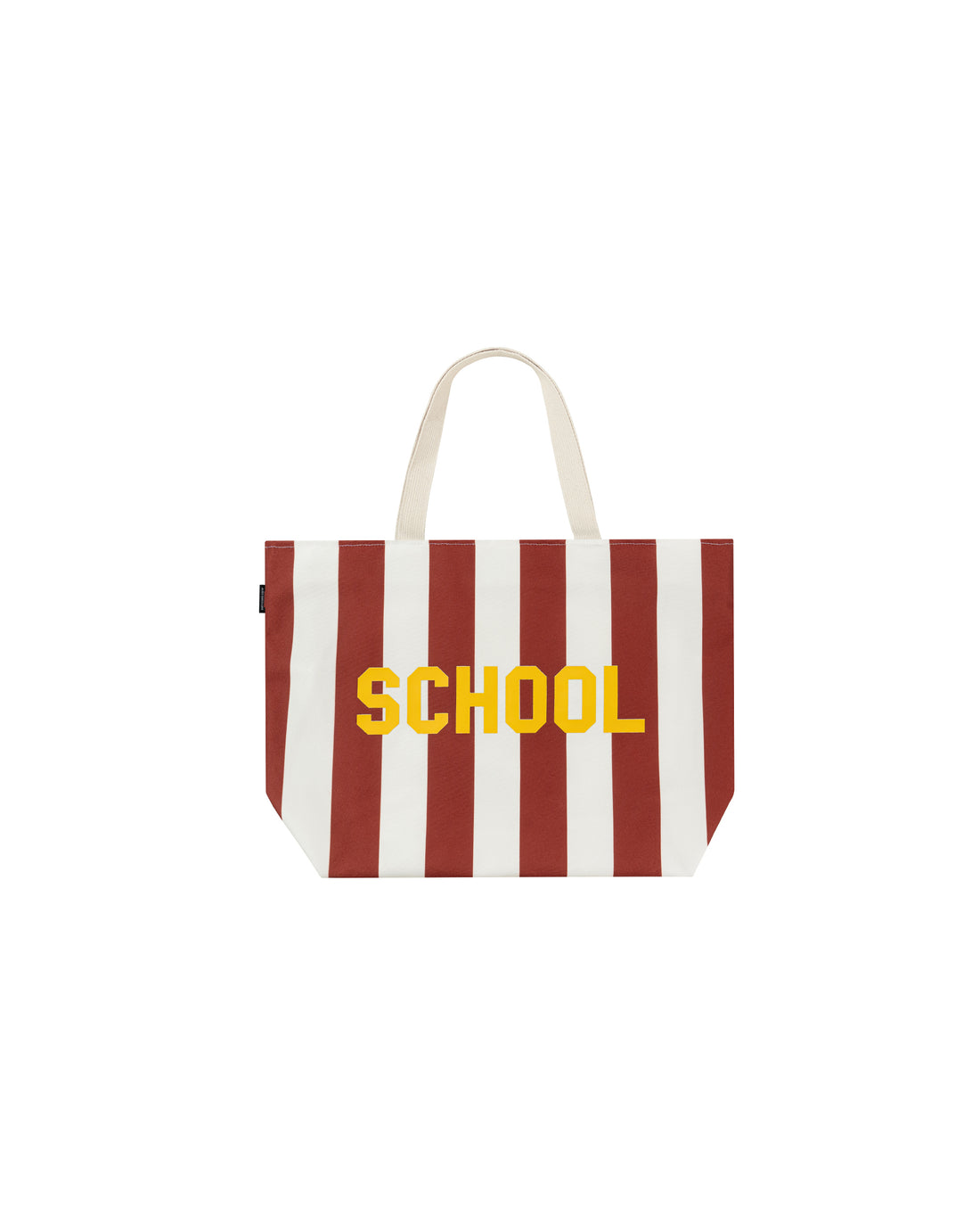 School Canvas Striped Tote Bag - Red