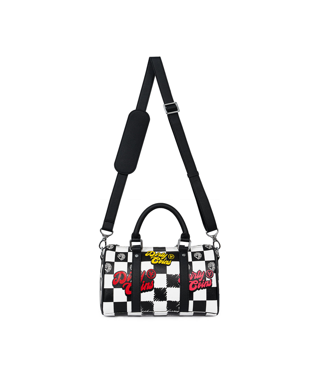 Checkerboard Print Mini Bowler Bag